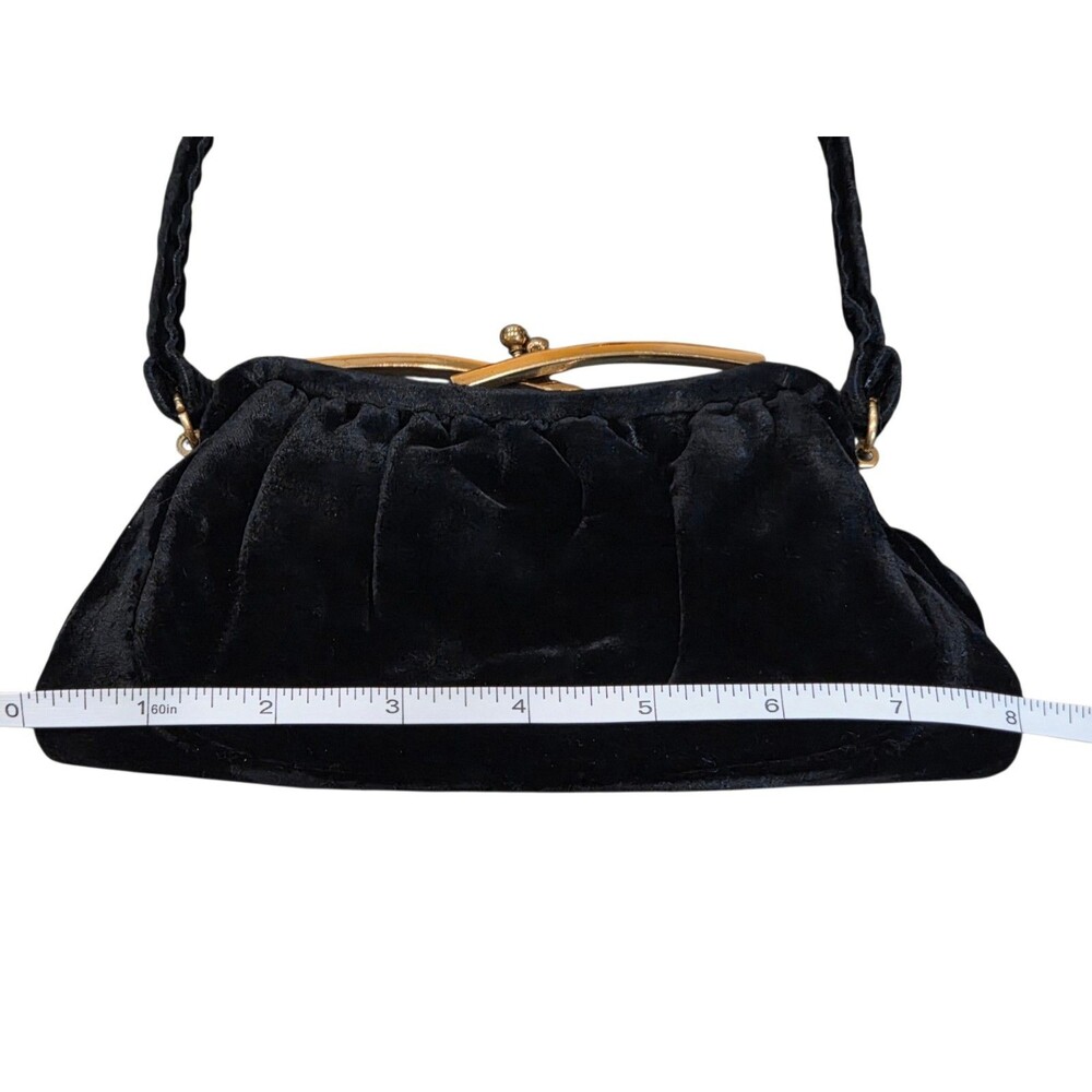 Vintage 40s/50s Whiting and Davis MCM Black Velvet Evening Handbag - Picture 2 of 7